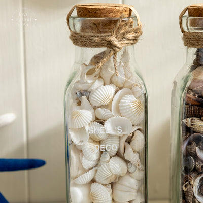 Glass Bottle with Decorative Shells and Cork
