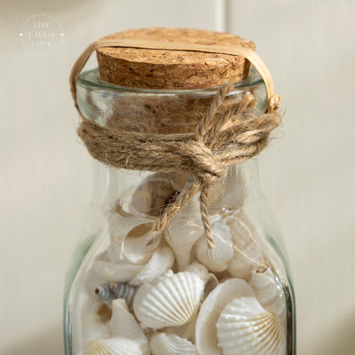 Glass Bottle with Decorative Shells and Cork