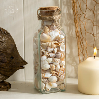 Glass Bottle with Decorative Shells and Cork