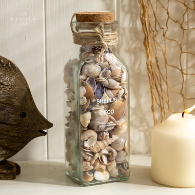Glass Bottle with Decorative Shells and Cork