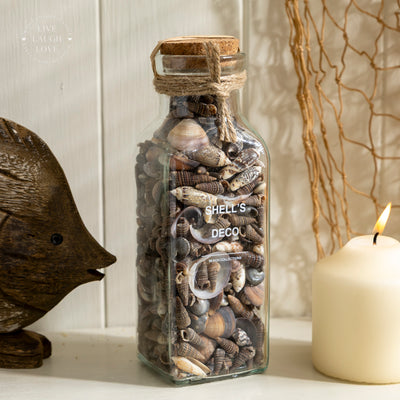 Glass Bottle with Decorative Shells and Cork