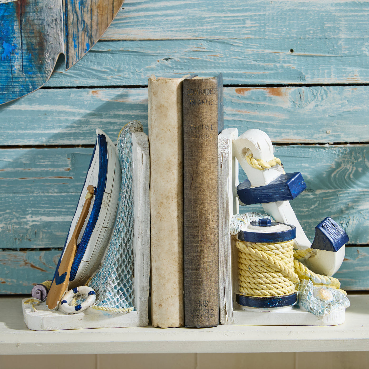 Nautical Bookends – Anchor & Rowing Boat Coastal Book Holders
