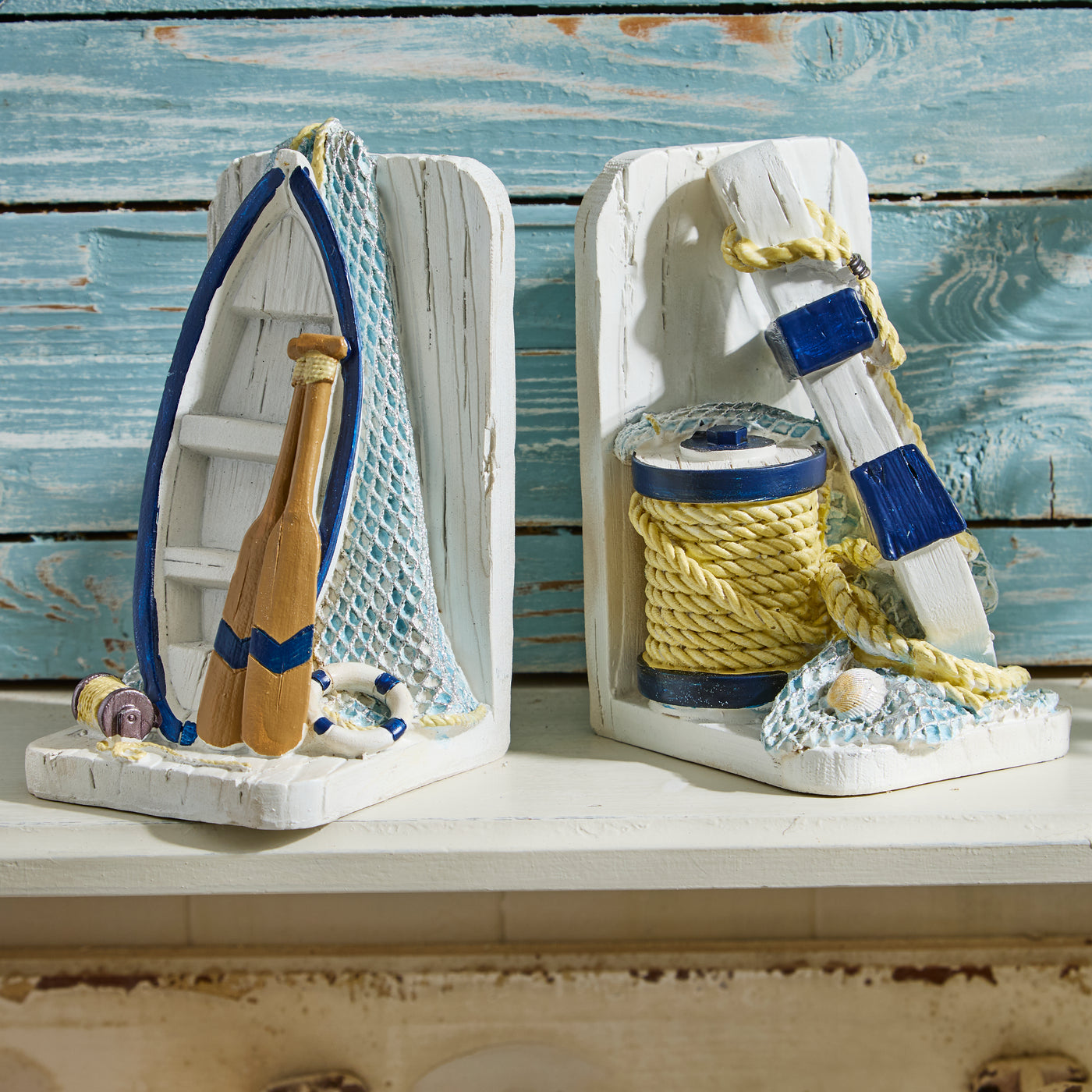 Nautical Bookends – Anchor & Rowing Boat Coastal Book Holders
