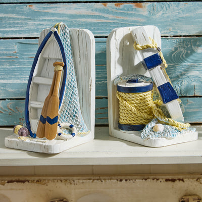 Nautical Bookends – Anchor & Rowing Boat Coastal Book Holders