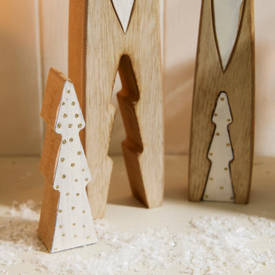 Scandinavian Wooden Santa Claus Ornament - Gold Hats