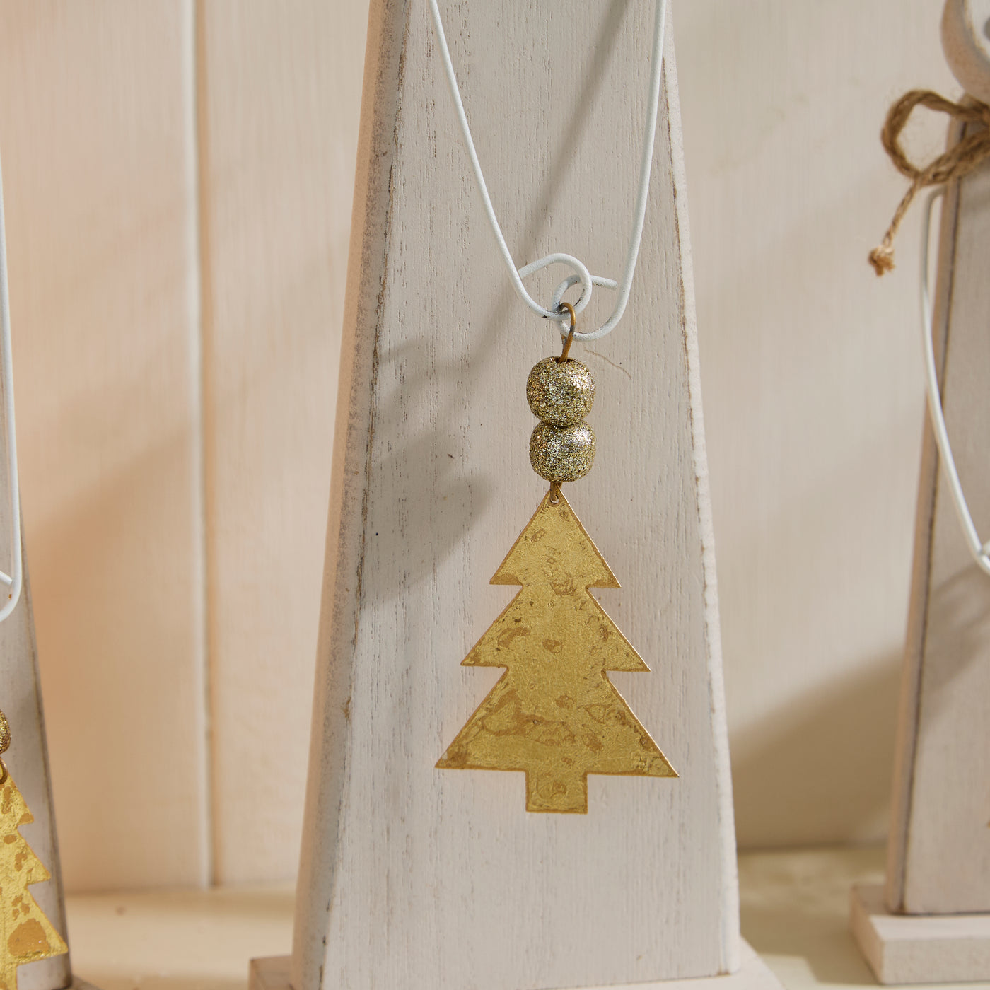 Rustic Wooden Reindeer Ornaments with Antler Detail - Festive Shelf Sitter