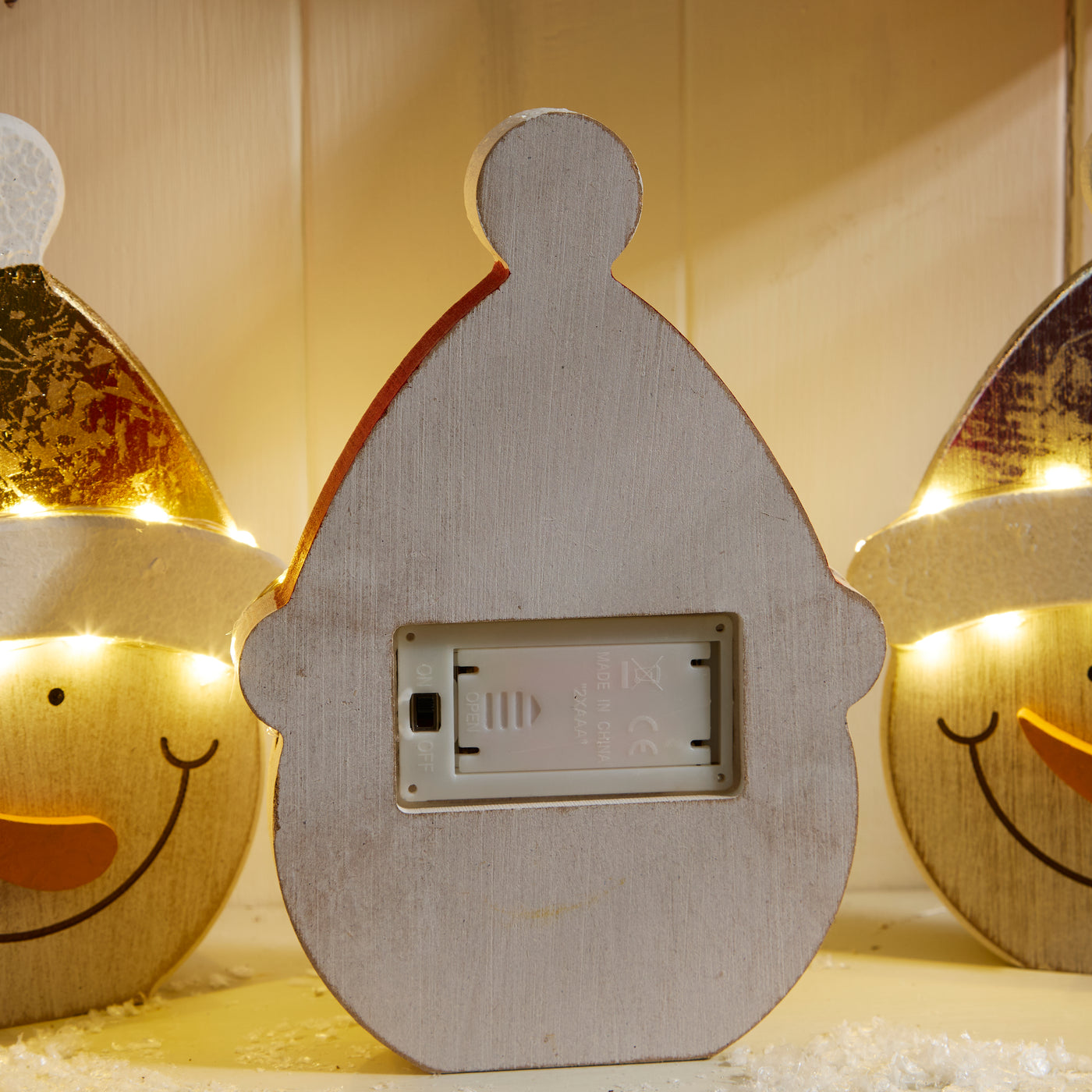 Light Up Wooden Snowman Ornament