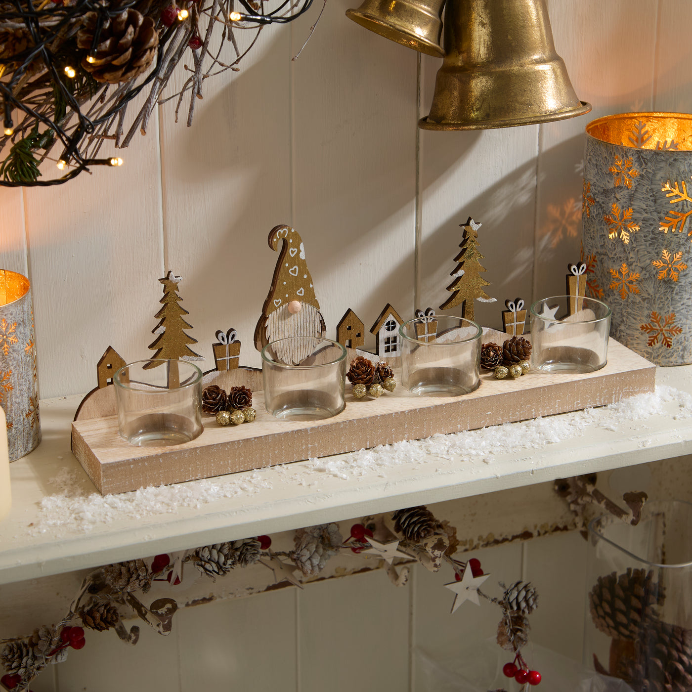 Wooden Christmas Village Tealight Holder