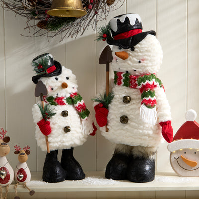 Standing Festive Snowman with Scarf and Shovel