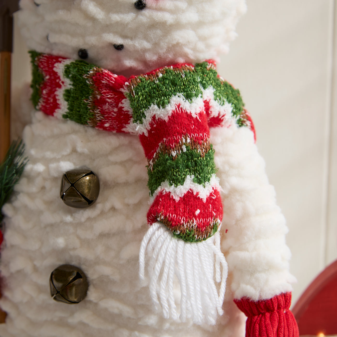Standing Festive Snowman with Scarf and Shovel