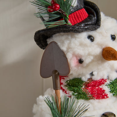 Standing Festive Snowman with Scarf and Shovel