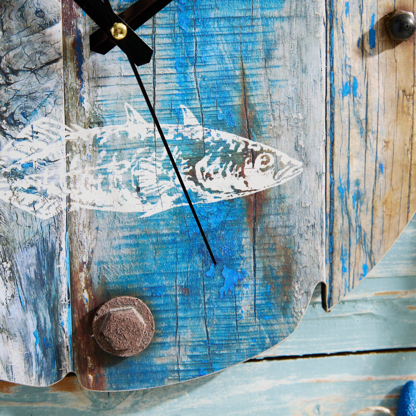 Rustic Wooden Wall Clock – Nautical Time to Fish Design