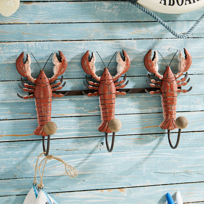 Triple Lobster Wall Hook Rack