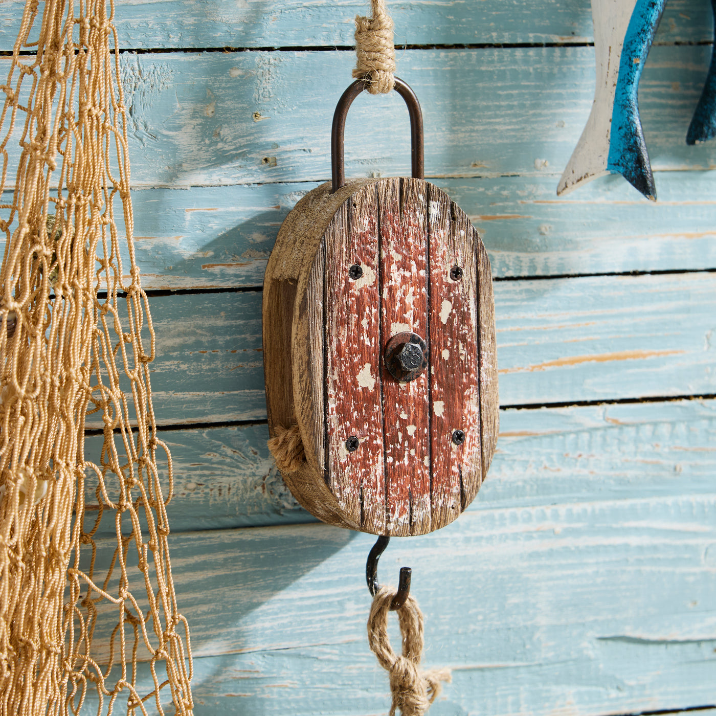 Rustic Wooden Pulley Hook