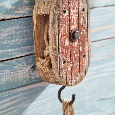 Rustic Wooden Pulley Hook