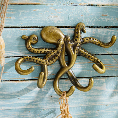 Octopus Metal Wall Hooks – Brass