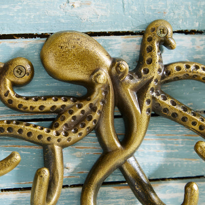 Octopus Metal Wall Hooks – Brass