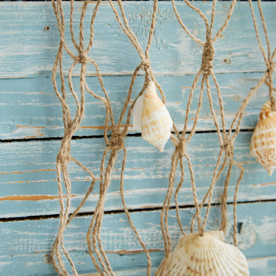 Hanging Driftwood & Shell Net Wall Decor – Nautical Wall Decor