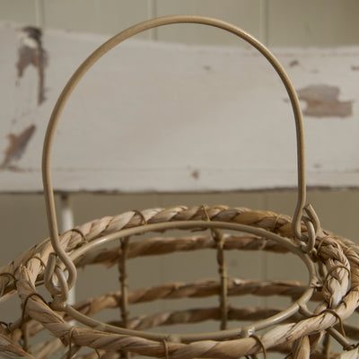 Seagrass Lantern with Glass Candle Holder