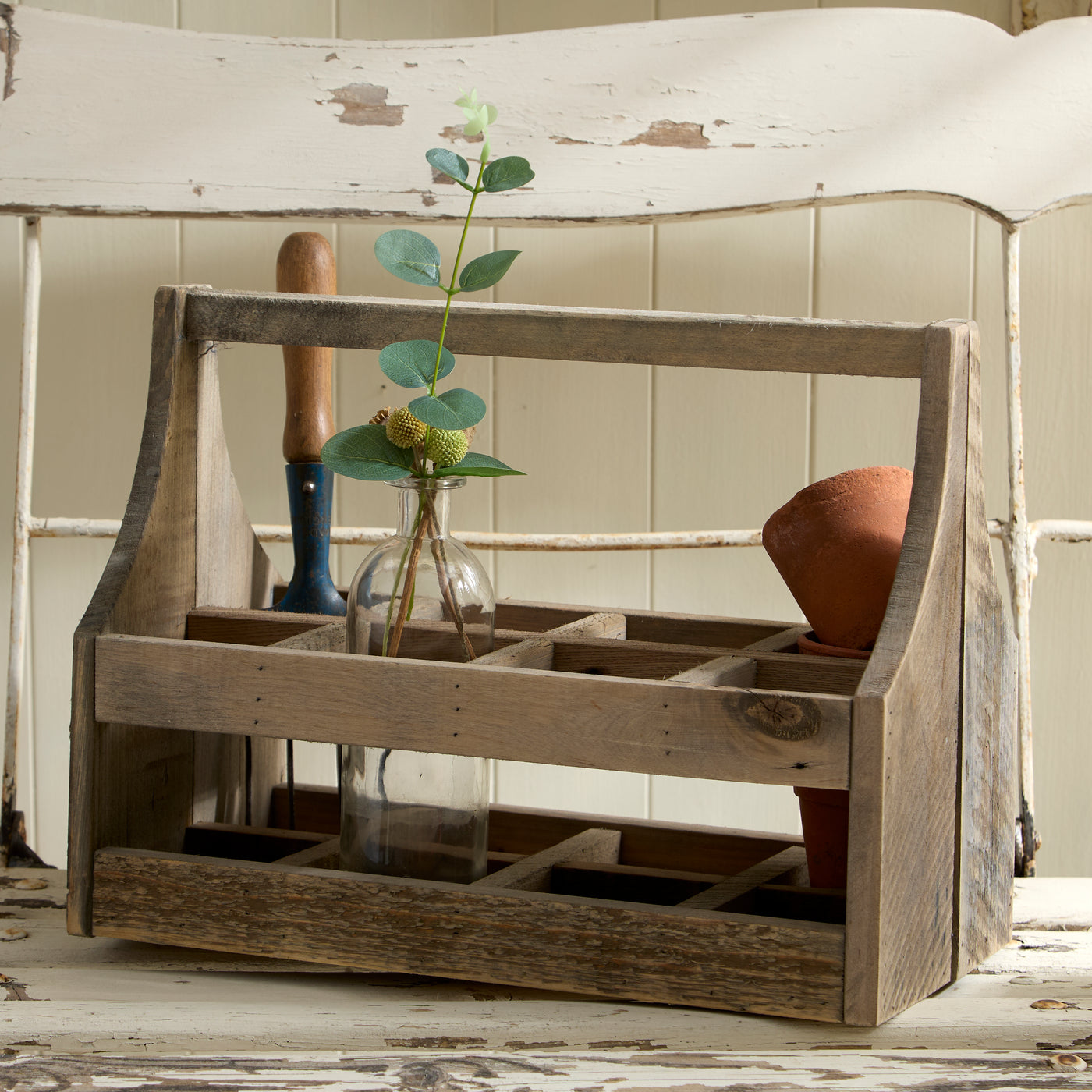 Solid Wood Eight Bottle Holder – Vintage Country Style