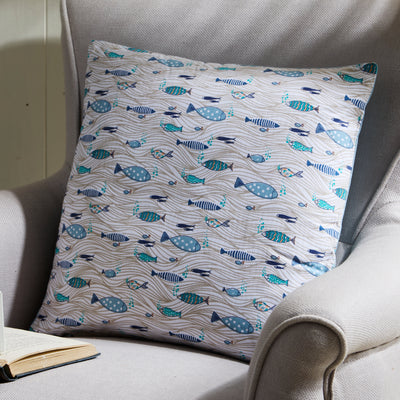Coastal Fish Pattern Cushion – Nautical Decorative Design