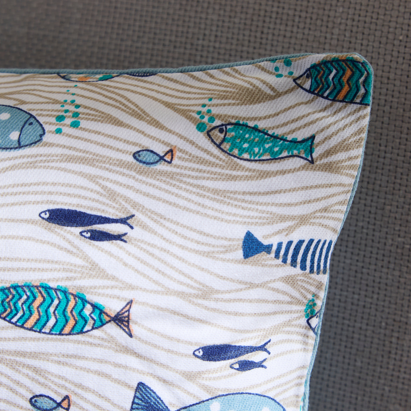 Coastal Fish Pattern Cushion – Nautical Decorative Design