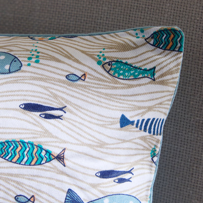 Coastal Fish Pattern Cushion – Nautical Decorative Design