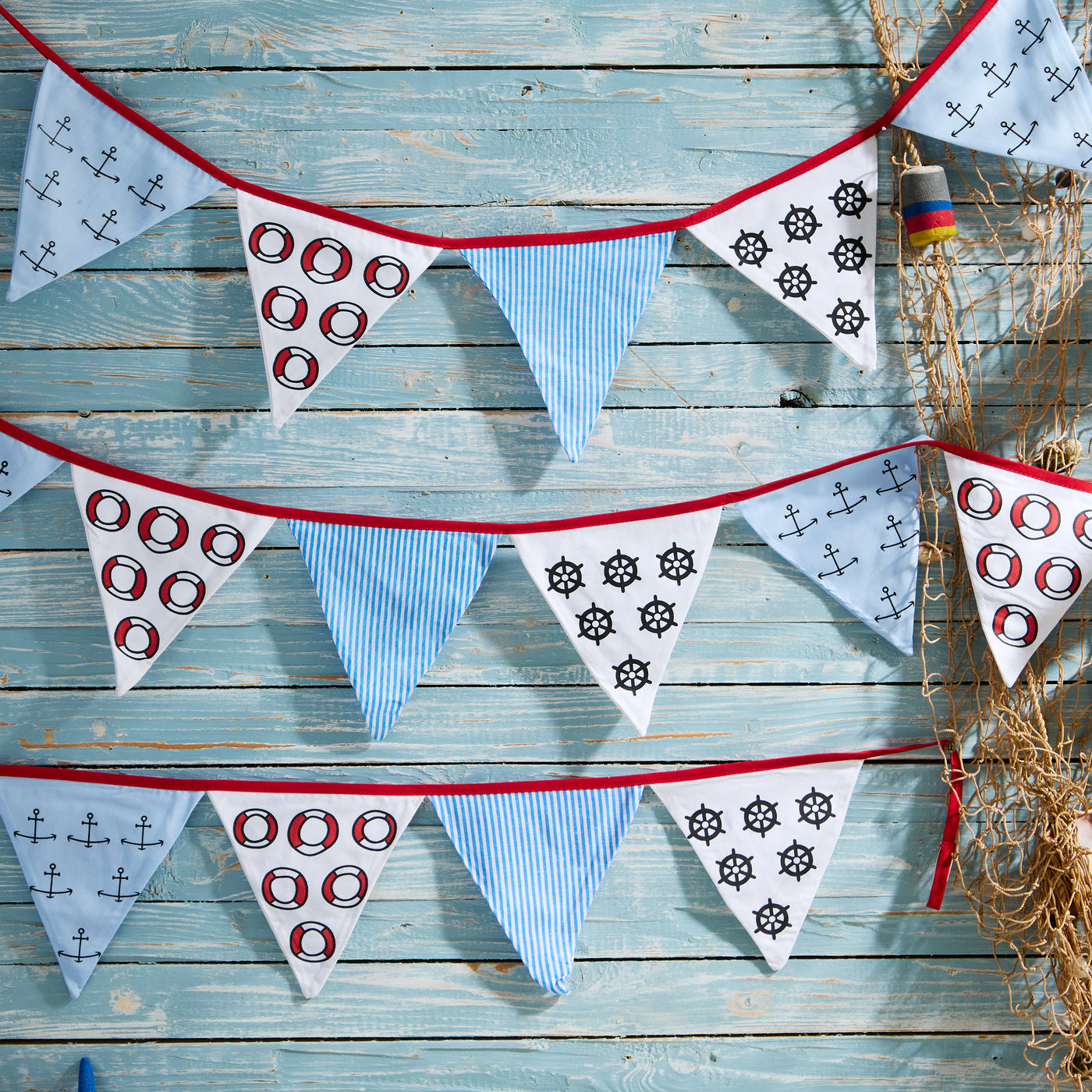 Nautical Fabric Bunting – Anchor & Lifebuoy Coastal Garland
