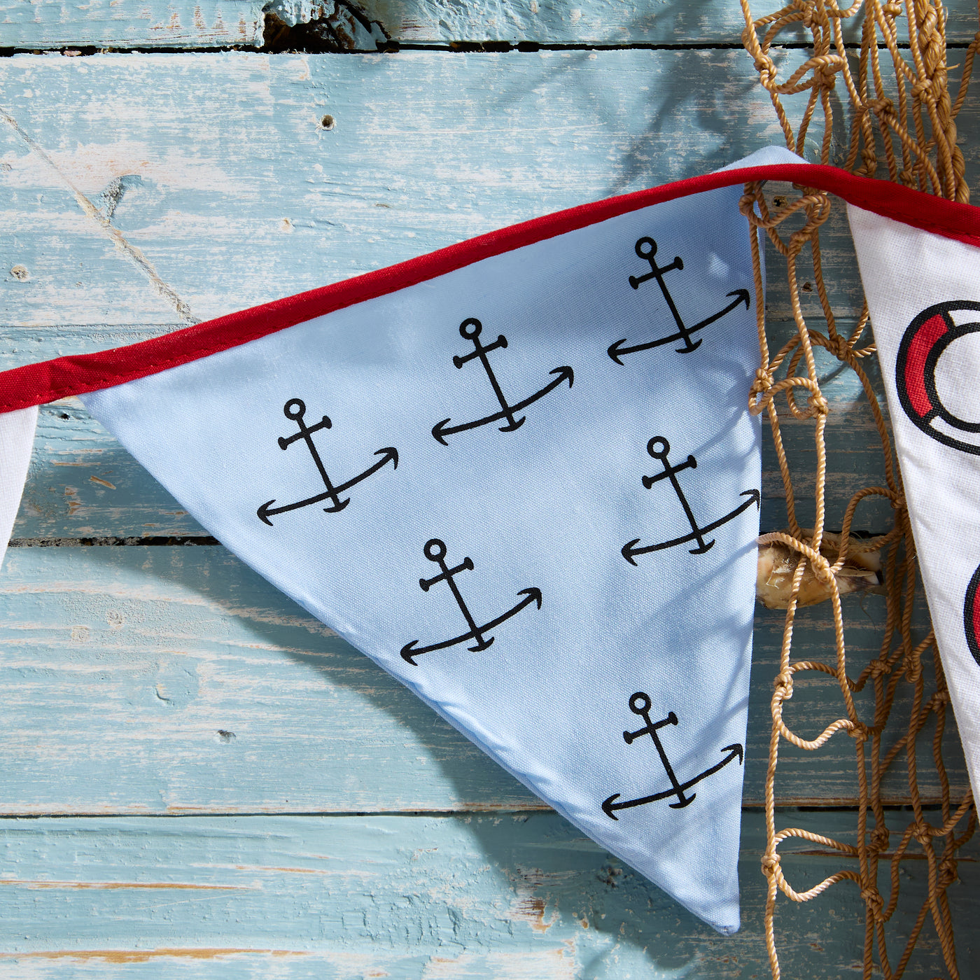 Nautical Fabric Bunting – Anchor & Lifebuoy Coastal Garland