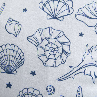 Seashell & Starfish Cushion – Nautical White Pillow with Marine Motif