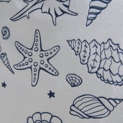 Seashell & Starfish Cushion – Nautical White Pillow with Marine Motif