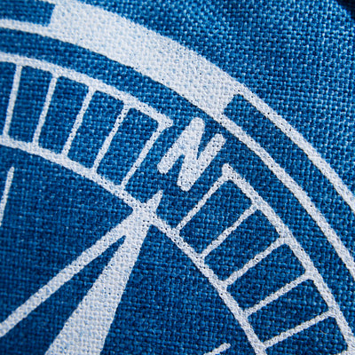 Round Nautical Compass Cushion – Blue Decorative Pillow with Rope Detail