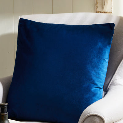 Navy Nautical Cushion with White Fish Design – Nautical Decorative Pillow
