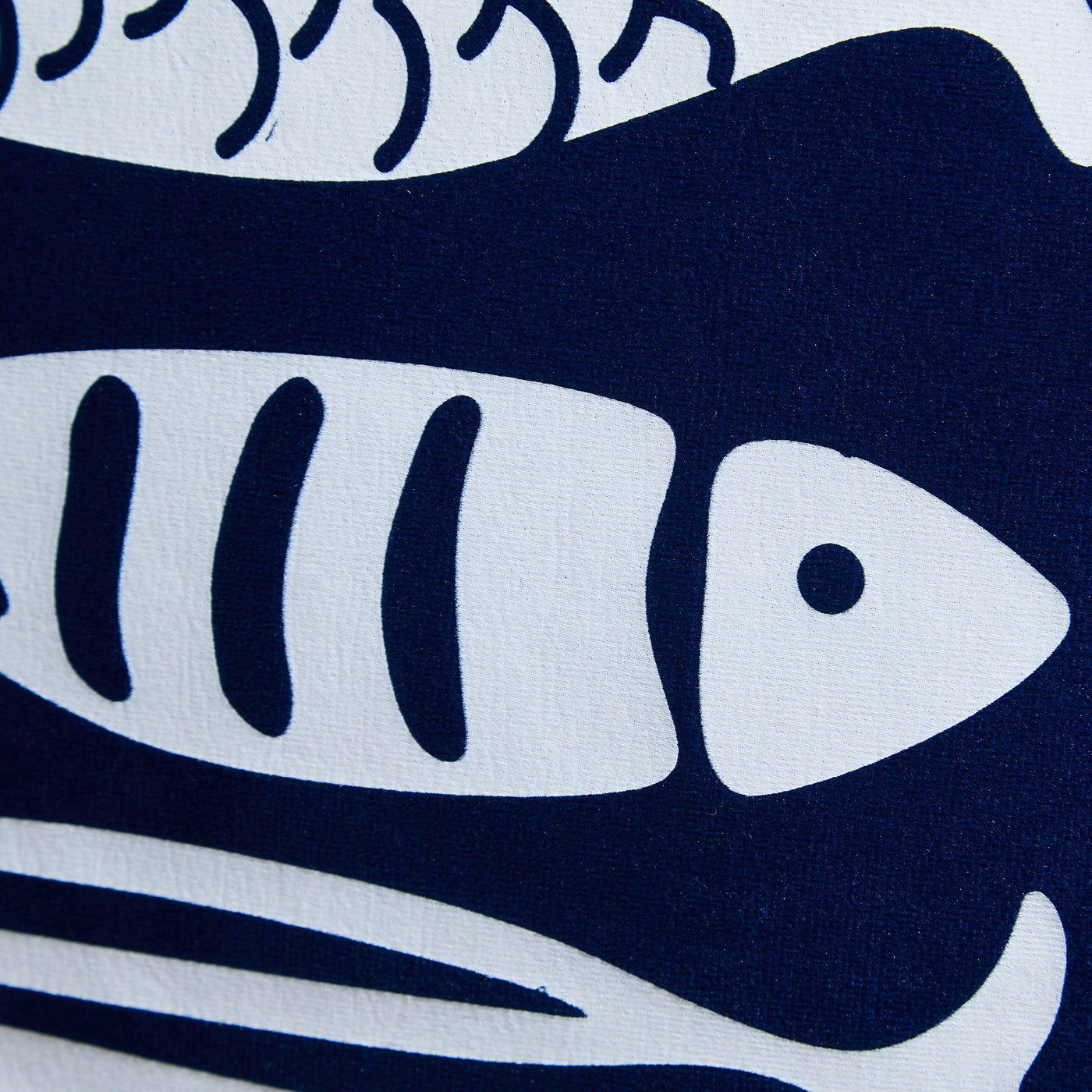 Navy Nautical Cushion with White Fish Design – Nautical Decorative Pillow