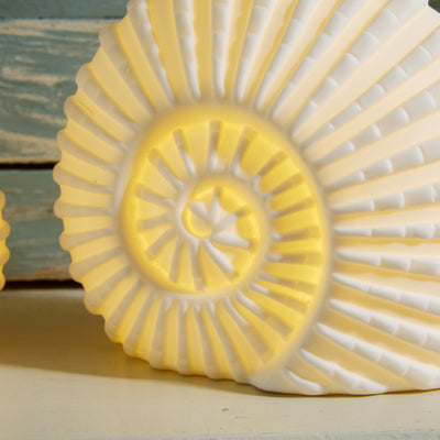 Porcelain Ammonite Shell LED Light White Nautical Decor