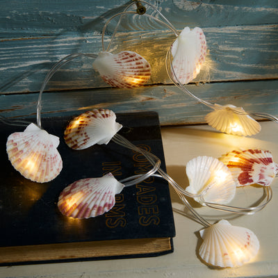 LED Shell Garland – Coastal String Lights with Real Seashells