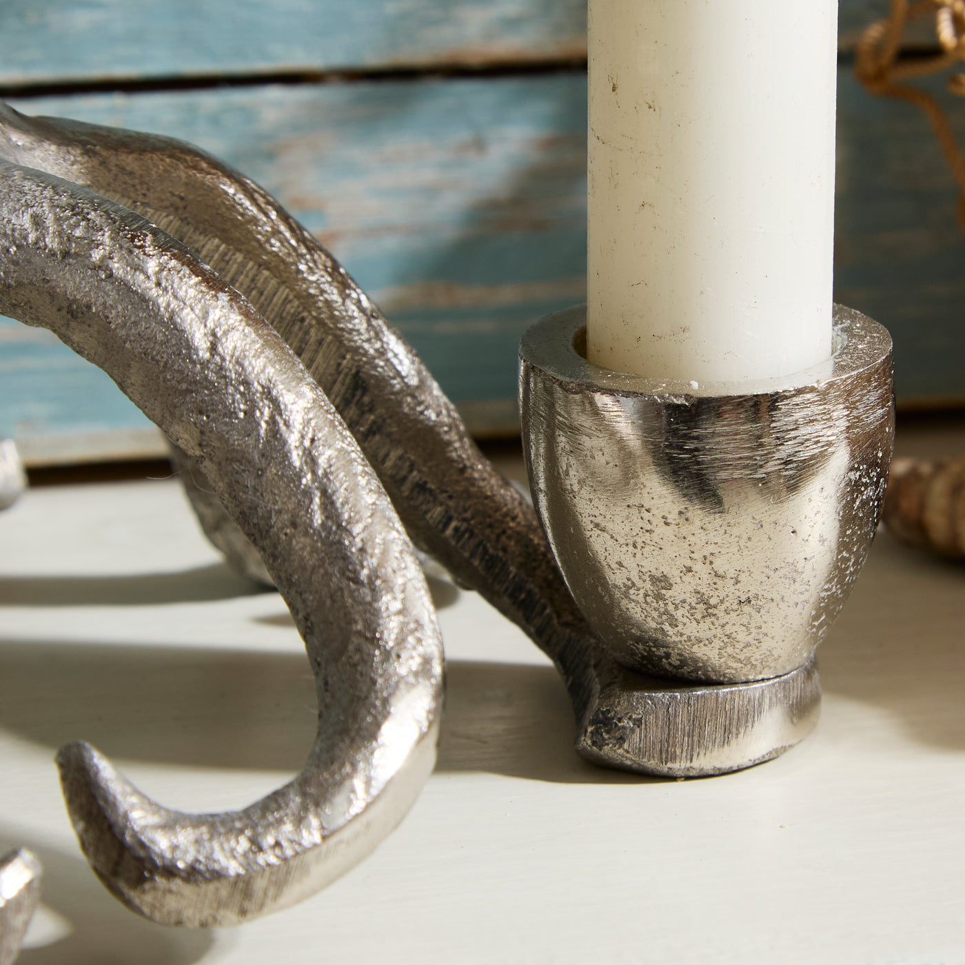 Silver Octopus Candle Holder – Nautical Coastal Decor