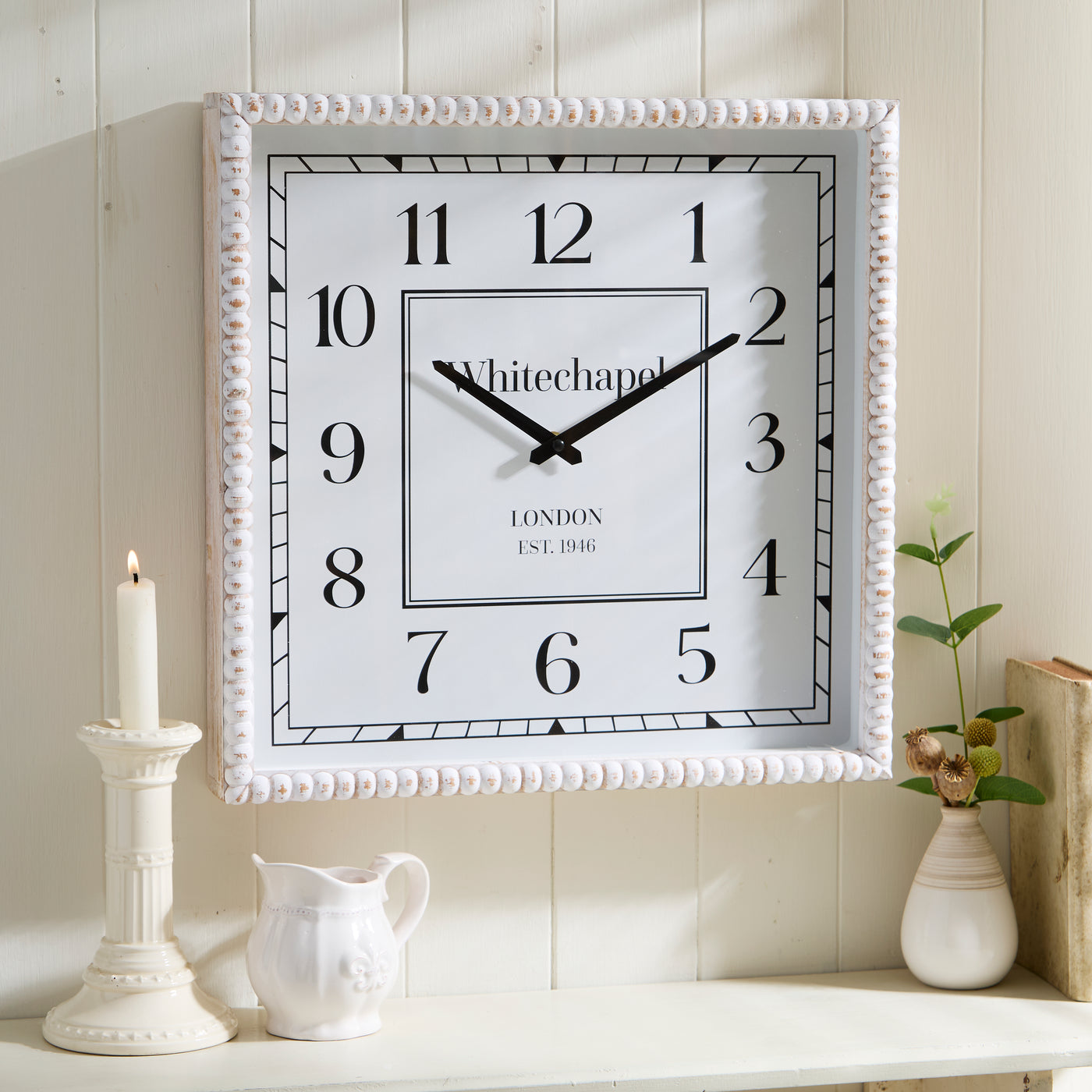 Whitechapel Square Wall Clock with Distressed Ribbed Frame
