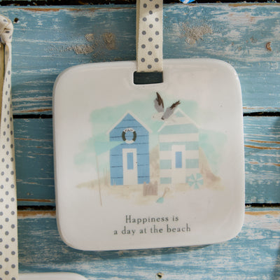 Nautical Coastal Ceramic Hanging Plaques – Set of 4 Maritime Seaside Designs