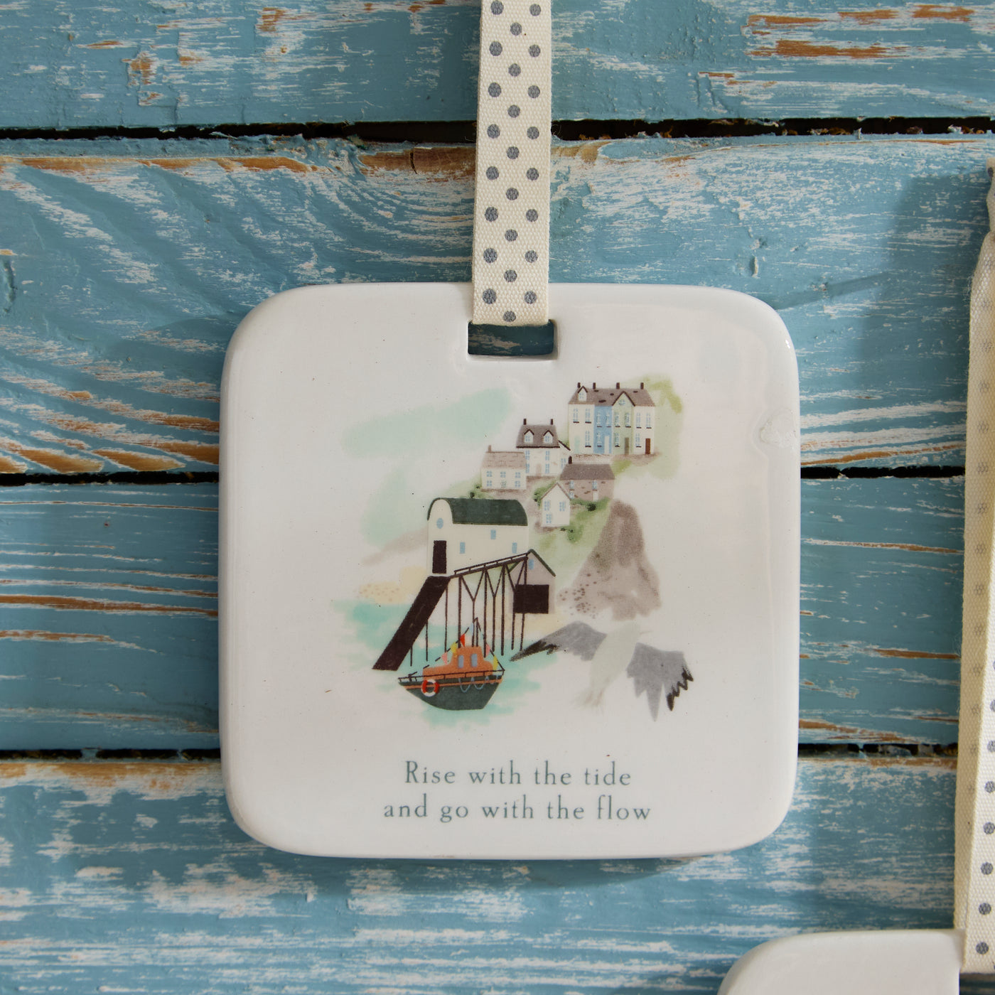 Coastal Harbour Ceramic Hanging Plaques – Set of 4 Nautical Maritime Designs