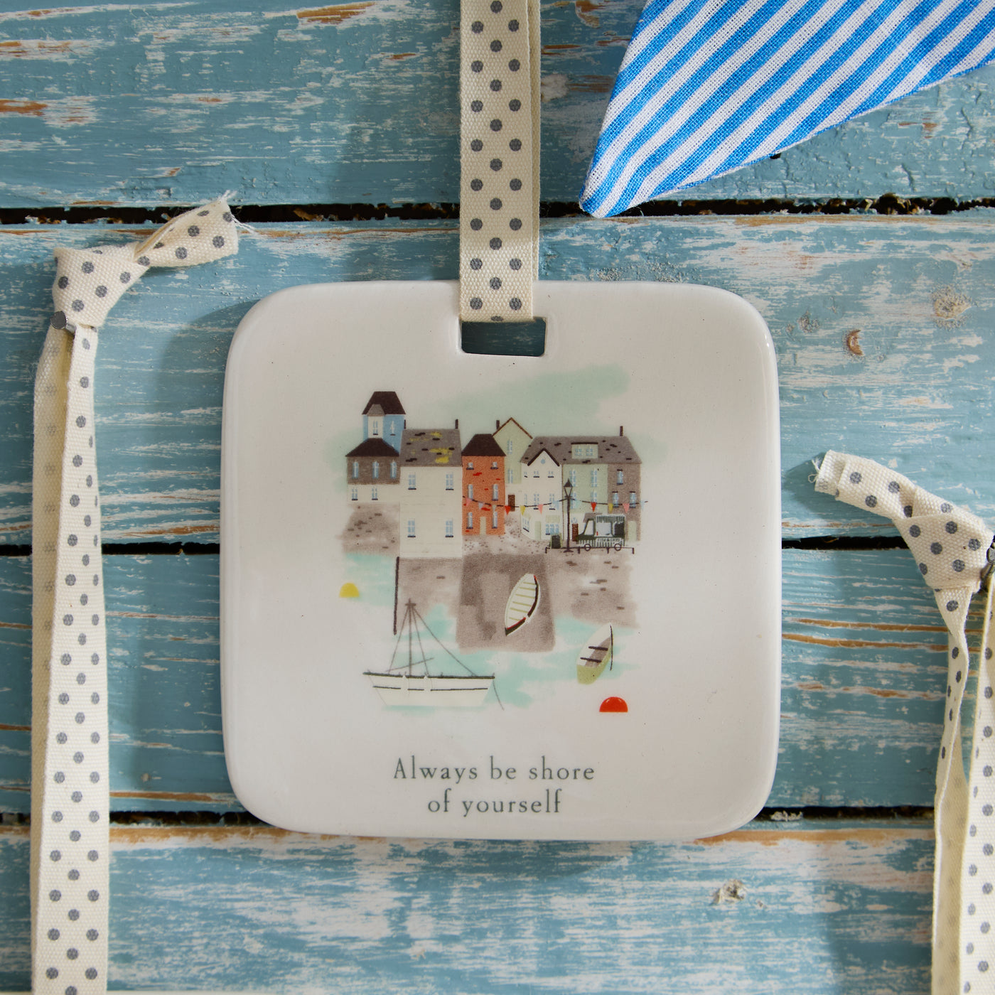 Coastal Harbour Ceramic Hanging Plaques – Set of 4 Nautical Maritime Designs