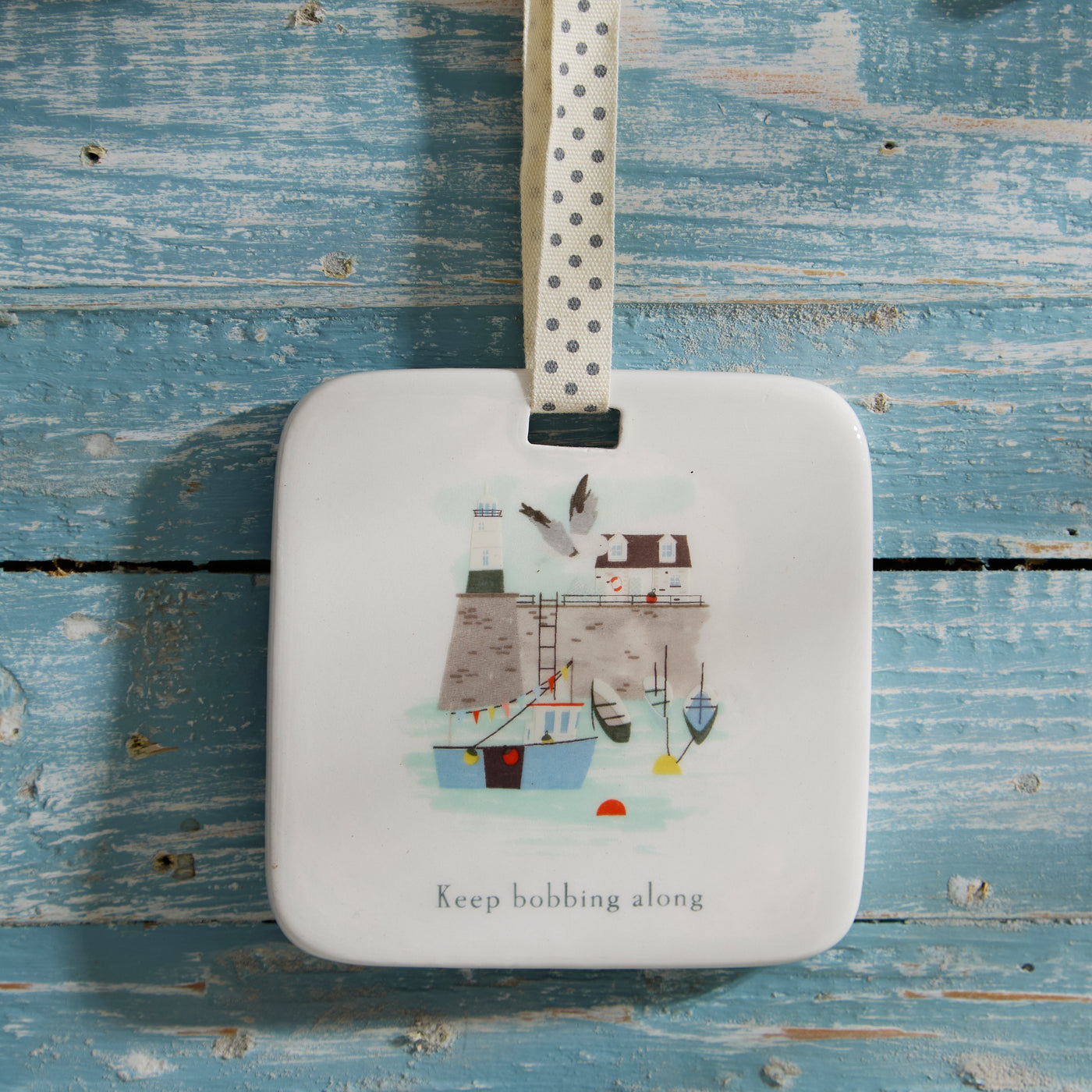 Coastal Harbour Ceramic Hanging Plaques – Set of 4 Nautical Maritime Designs