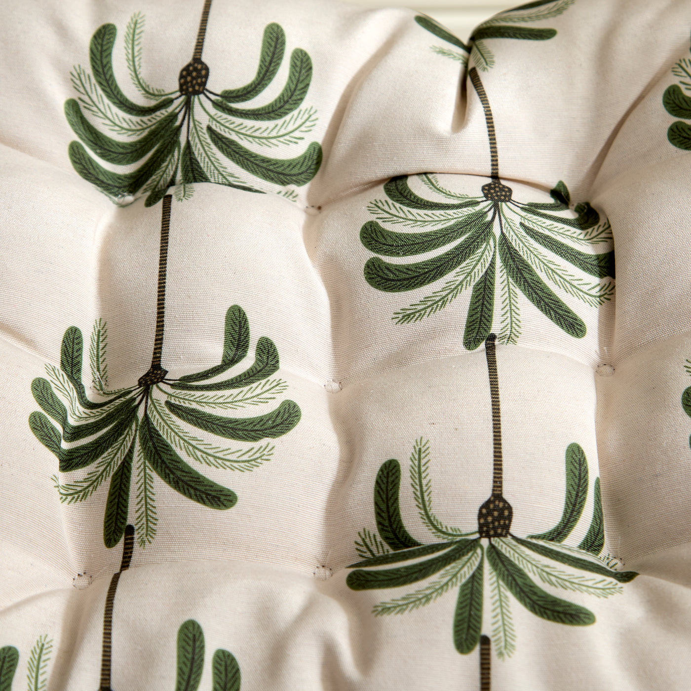 Palm & Botanical Print Outdoor Seat Cushion with Ties – Large Palm Grove