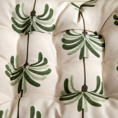 Palm & Botanical Print Outdoor Seat Cushion with Ties – Large Palm Grove