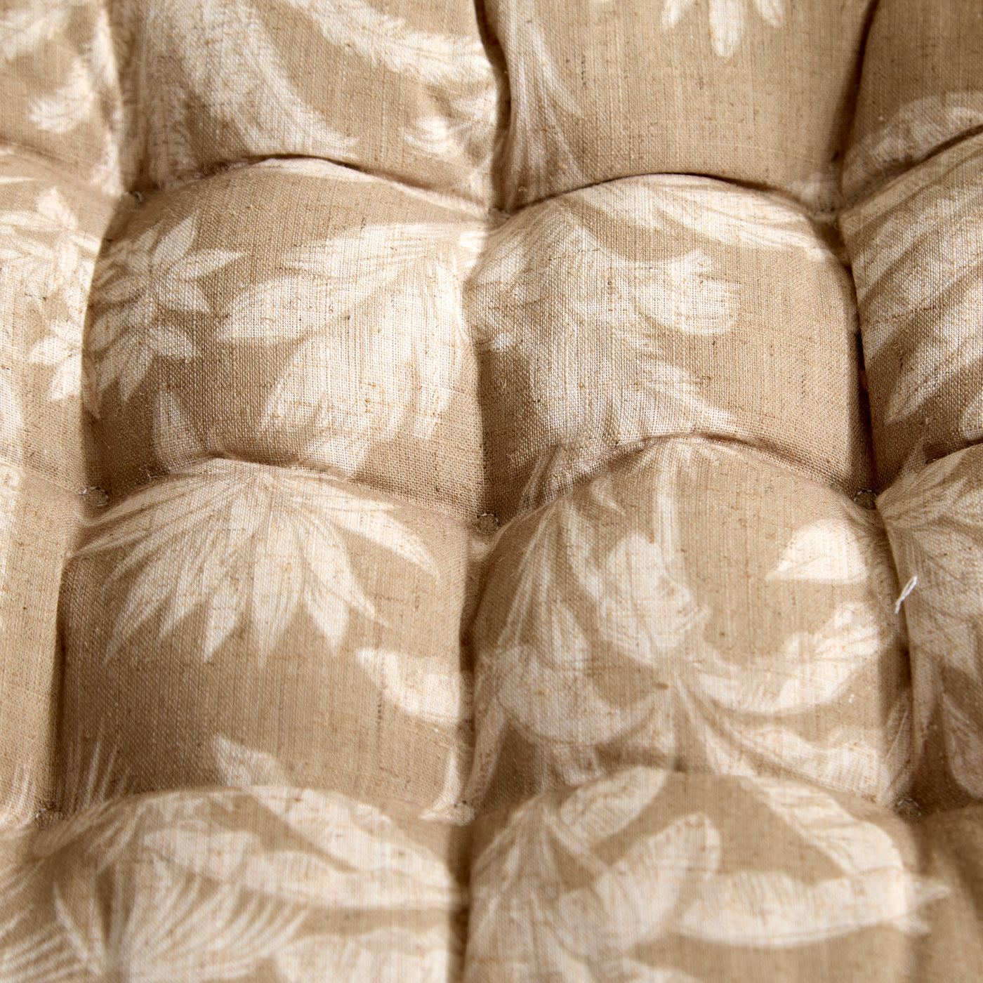 Palm & Botanical Print Outdoor Seat Cushion with Ties – Taupe Jungle Print