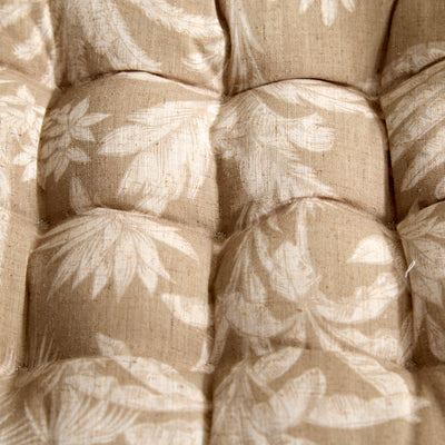 Palm & Botanical Print Outdoor Seat Cushion with Ties – Taupe Jungle Print