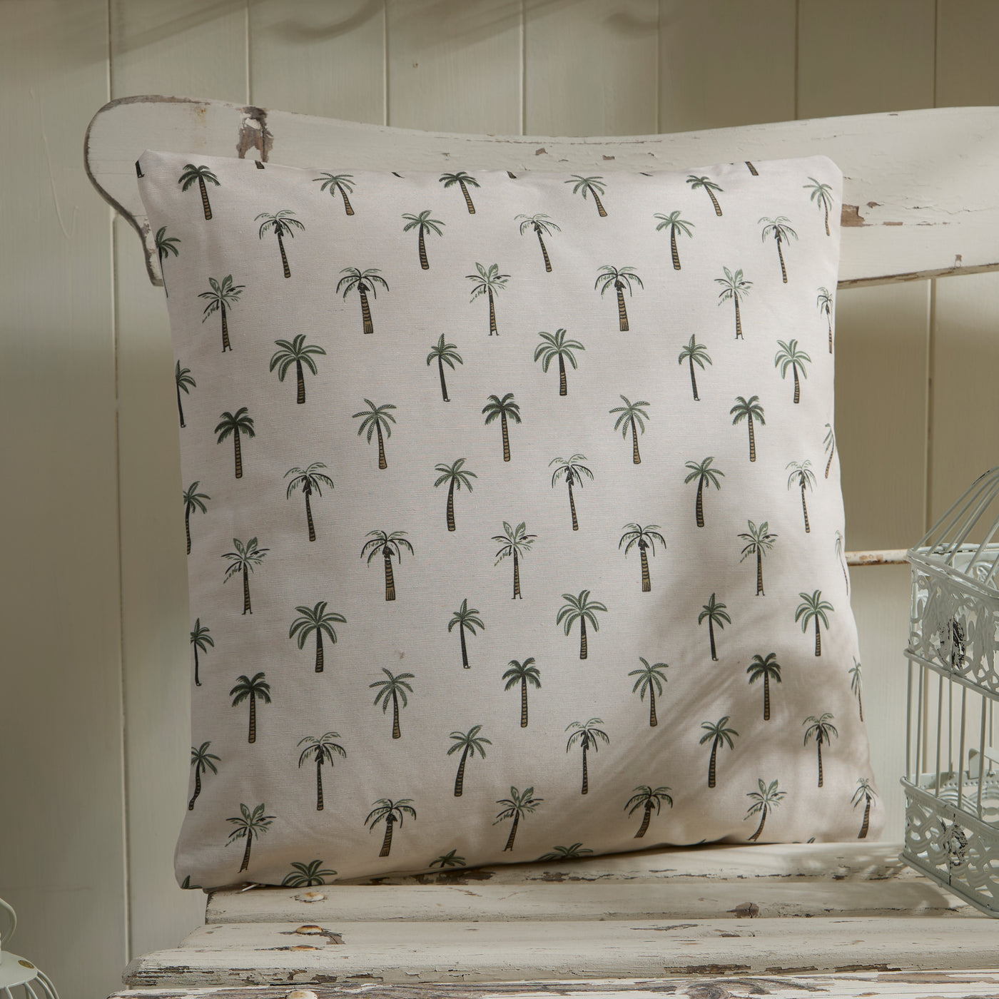 Tropical Botanical Square Outdoor Cushion – Mini Palm Repeat
