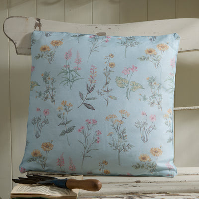 Floral Outdoor Cushion Meadow Blue – Water-Resistant Pillow for Garden & Home