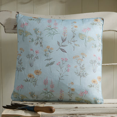 Floral Outdoor Cushion Meadow Blue – Water-Resistant Pillow for Garden & Home