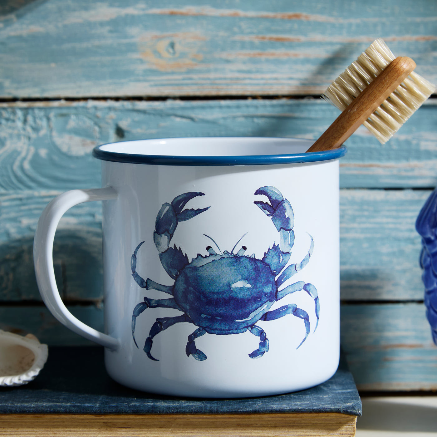 Coastal Enamel Mug with Sea Life Design